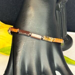 Express Stretch Brown Marbled Genuine Stone Bracelet